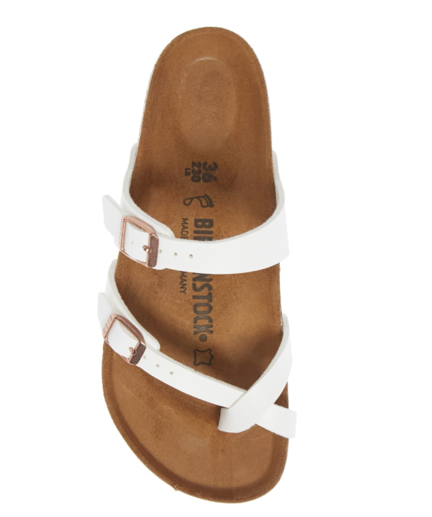 White birkenstocks toe clearance strap